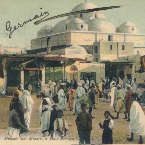 AK, Tunis, Mosquee Sidi-Miharez et Place Bab-Souika (S664)
