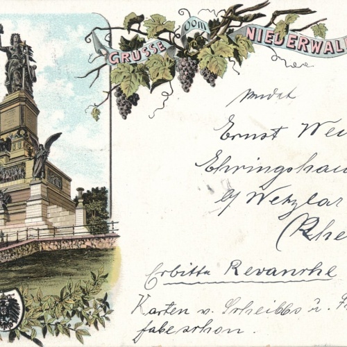 AK, Grüße vom Niederwald, Nationaldenkmal (S721)