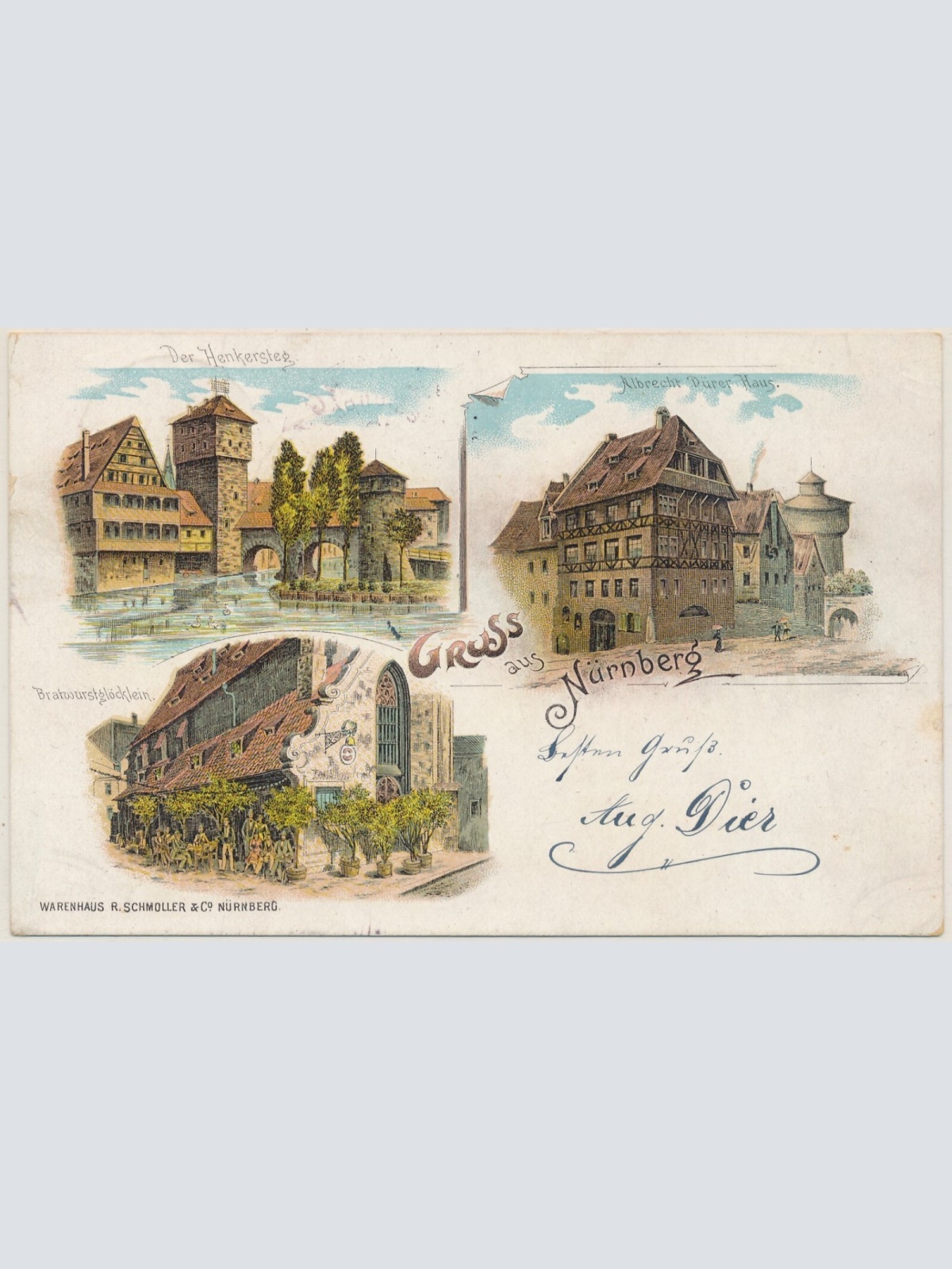 AK, Gruß aus Nürnberg, Bayern, Bratwurstgläcklein (S723)