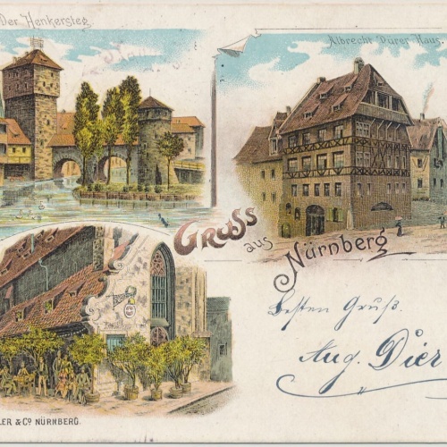 AK, Gruß aus Nürnberg, Bayern, Bratwurstgläcklein (S723)