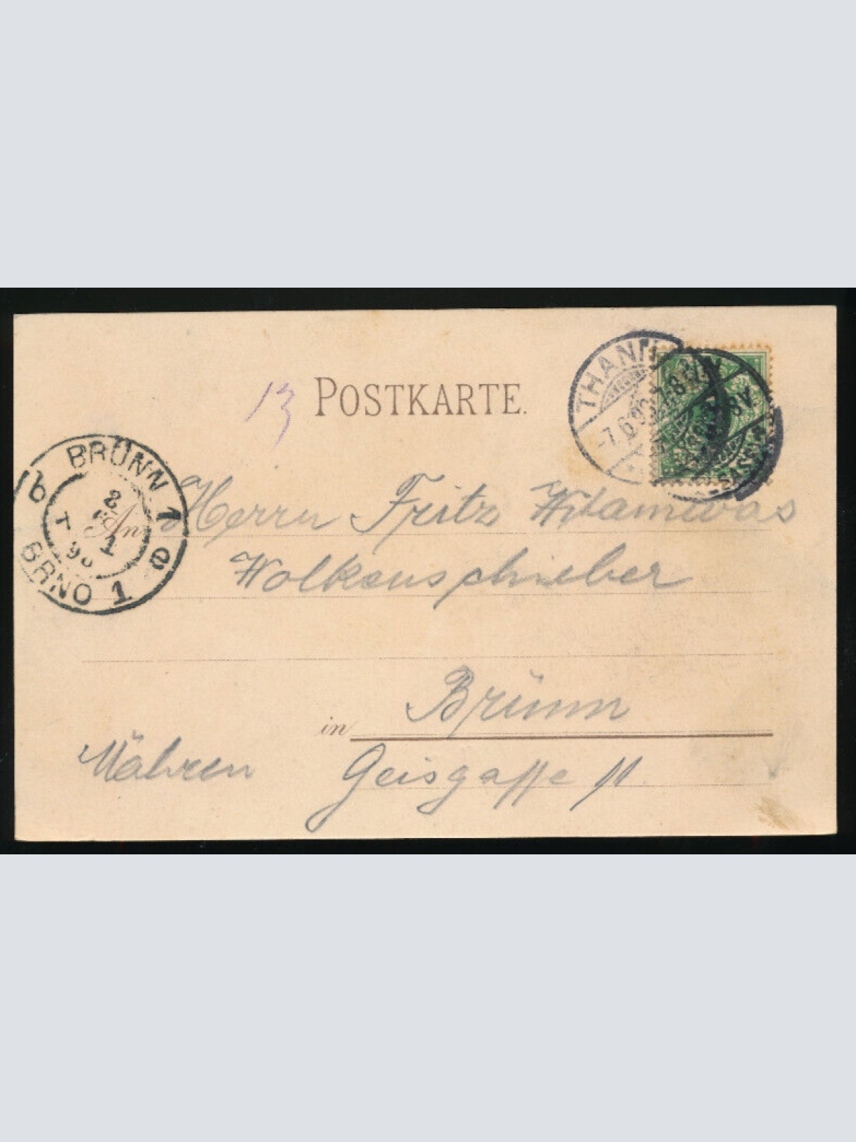 Litho - Karte Souvenir de Thann Frankreich (4962)