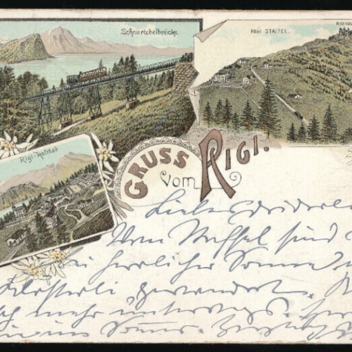 Litho - Karte gruss vom Rigi Kanton Schwyz und Luzern (4623)