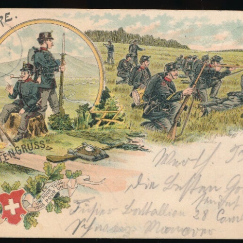 Litho - Karte Souvenir Militare - Soldatengruss Schweiz (4622)