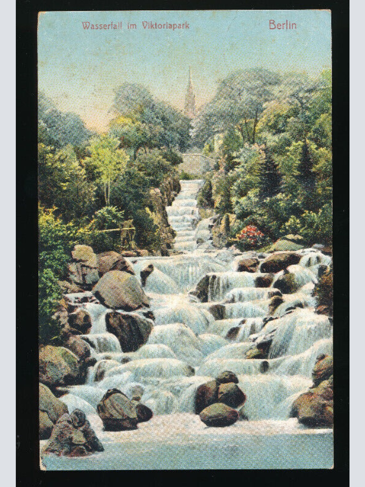 AK aus Berlin mit Wasserfall im Viktoriapark Berlin (5179)
