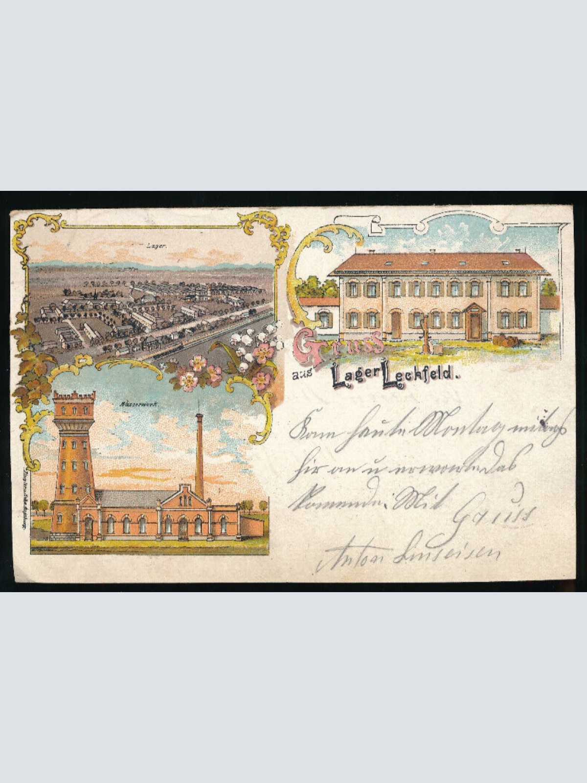 Litho - Karte gruss aus Lerchfeld Lager  (4624)