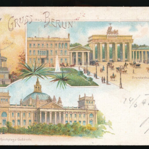 Litho - Karte gruss aus Berlin mit Reichtags-Gebäude Berlin (5165)