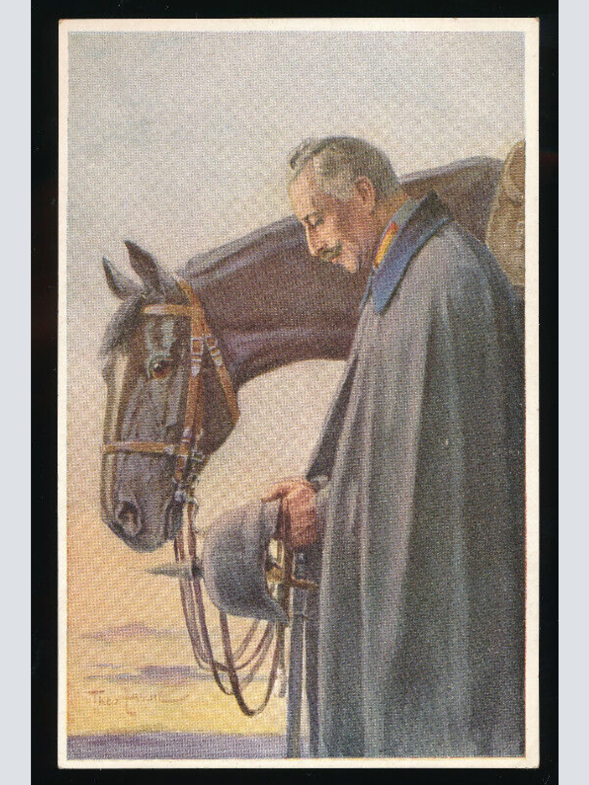 Künstler - Karte vom Kaiser Willhelm mit Pferd (5456)