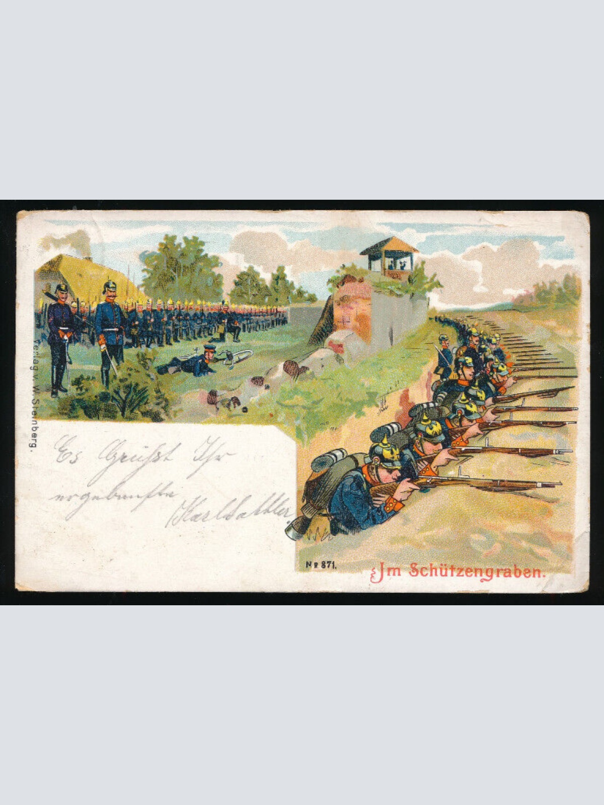 Litho - Karte Soldaten im Schützengraben (5445)