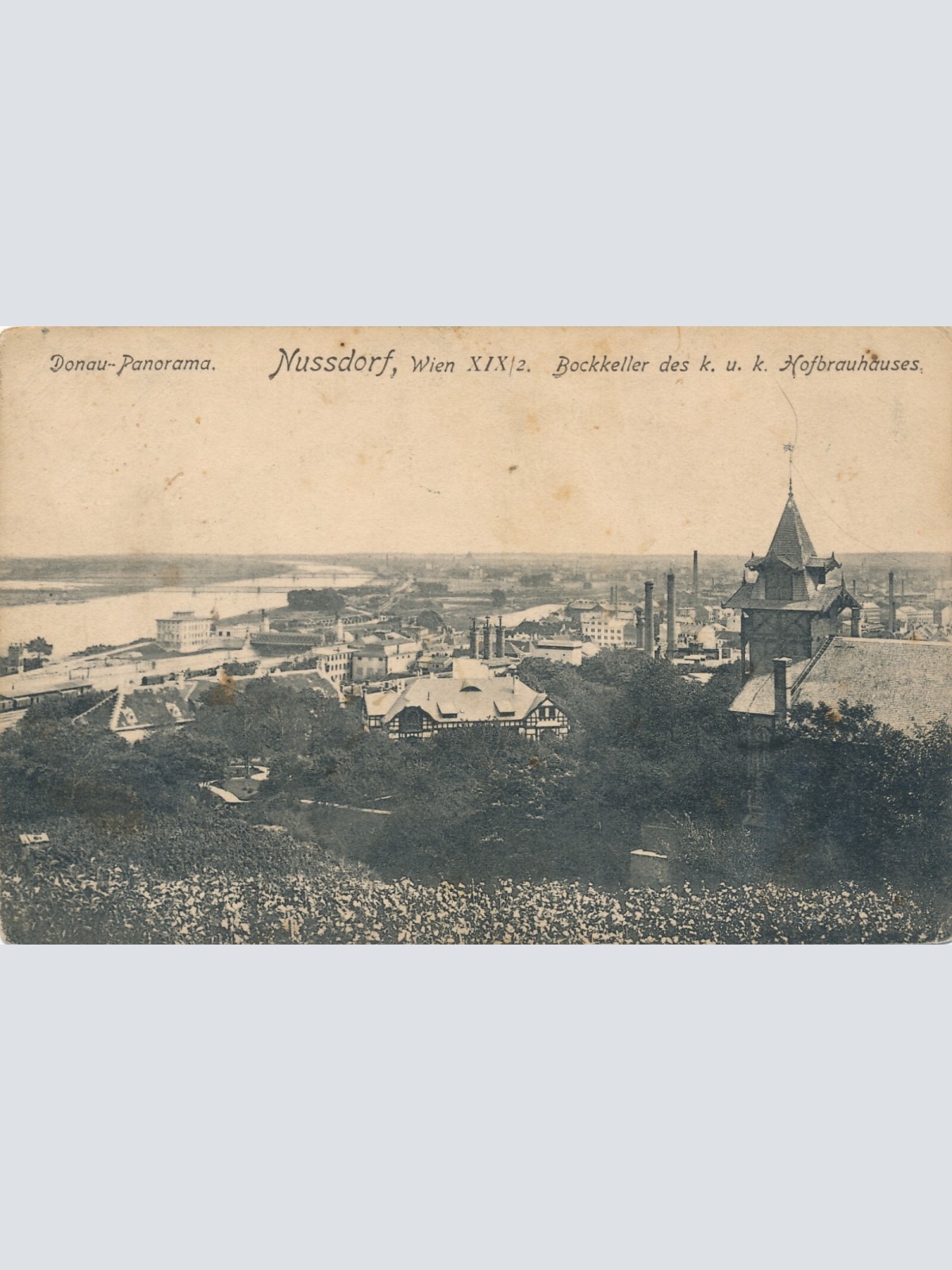 AK, Donau-Panorama, Nussdorf, Wien, Bockkeller des K. u. k. Hofbrauhaus (S1157)