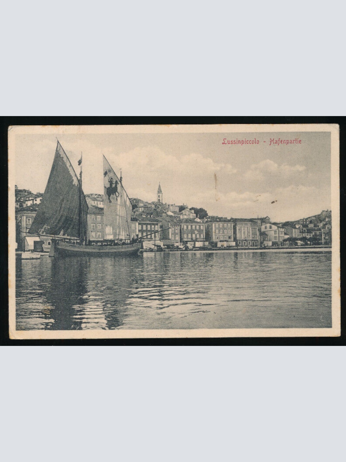 AK aus Lussinpiccolo Hafenpartie mit Schiff Kroatien (5143)