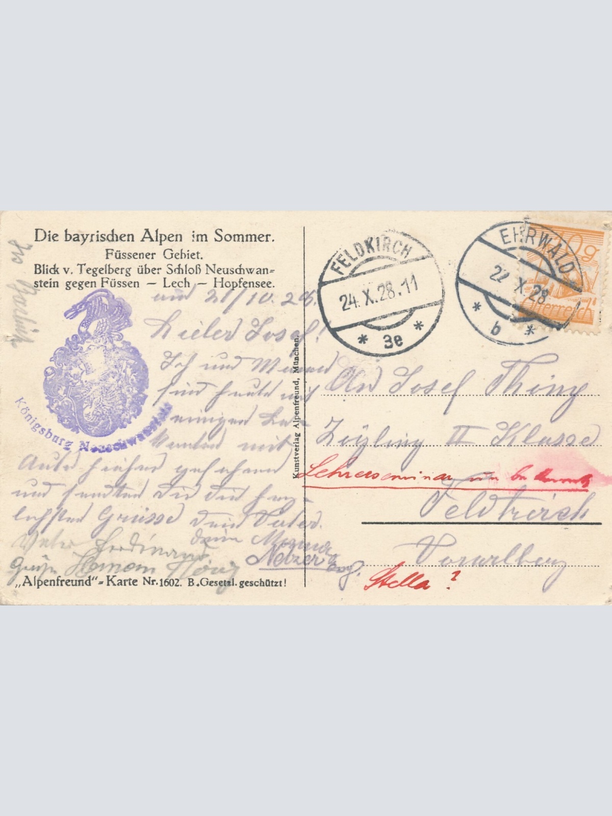 AK, Schloss Neuschwanstein, Bayern, Schwangau (S1233)