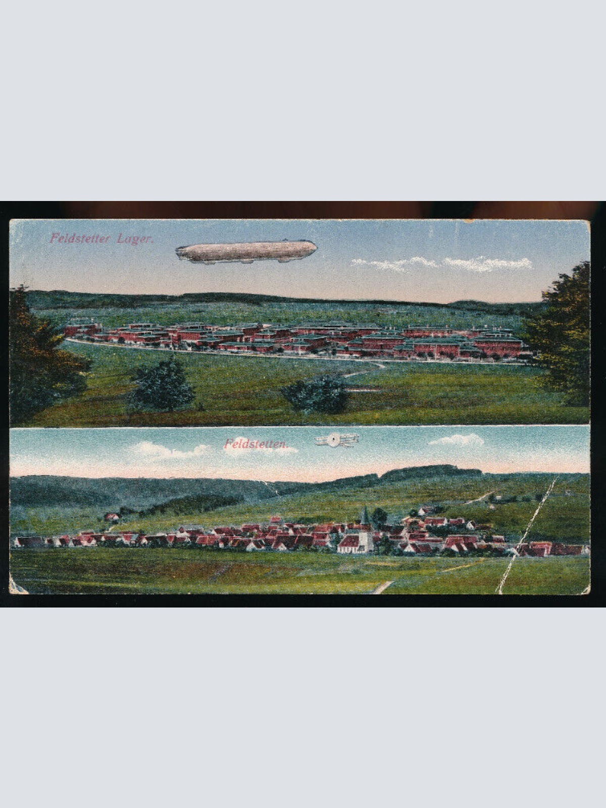 AK aus Feldstetten mit Lager und Luftschiff - Zeppelin  Baden Württemberg (4610)