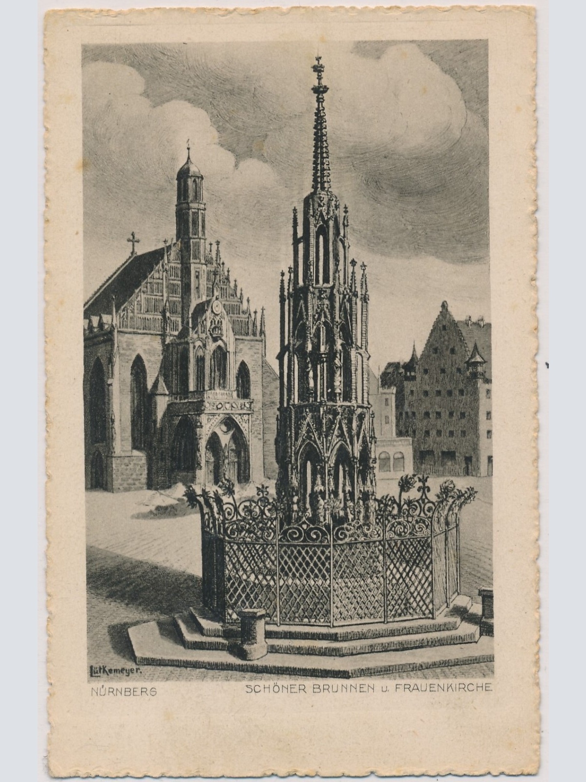 AK, Nürnberg, Schöner Brunnen u. Frauenkirche, Bayern (S1497)