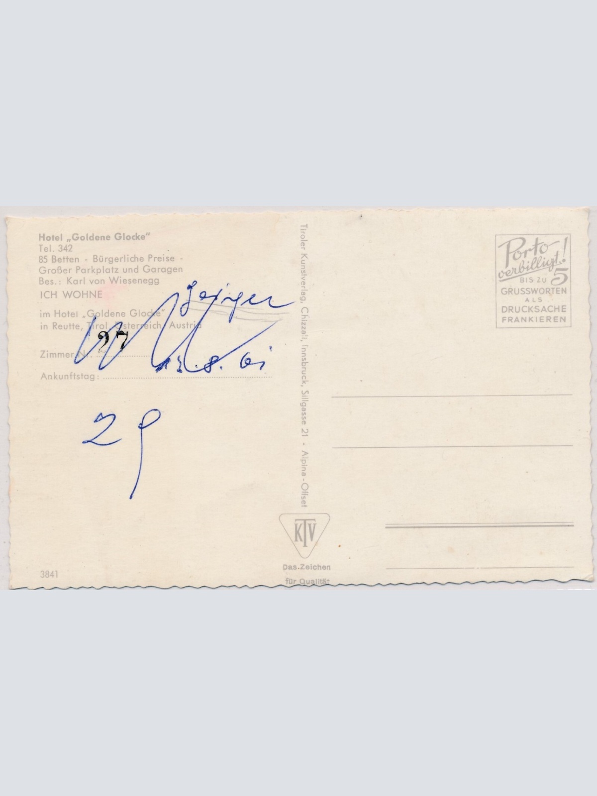 AK, Reutte in Tirol, Hotel Goldene Glocke (S1500)