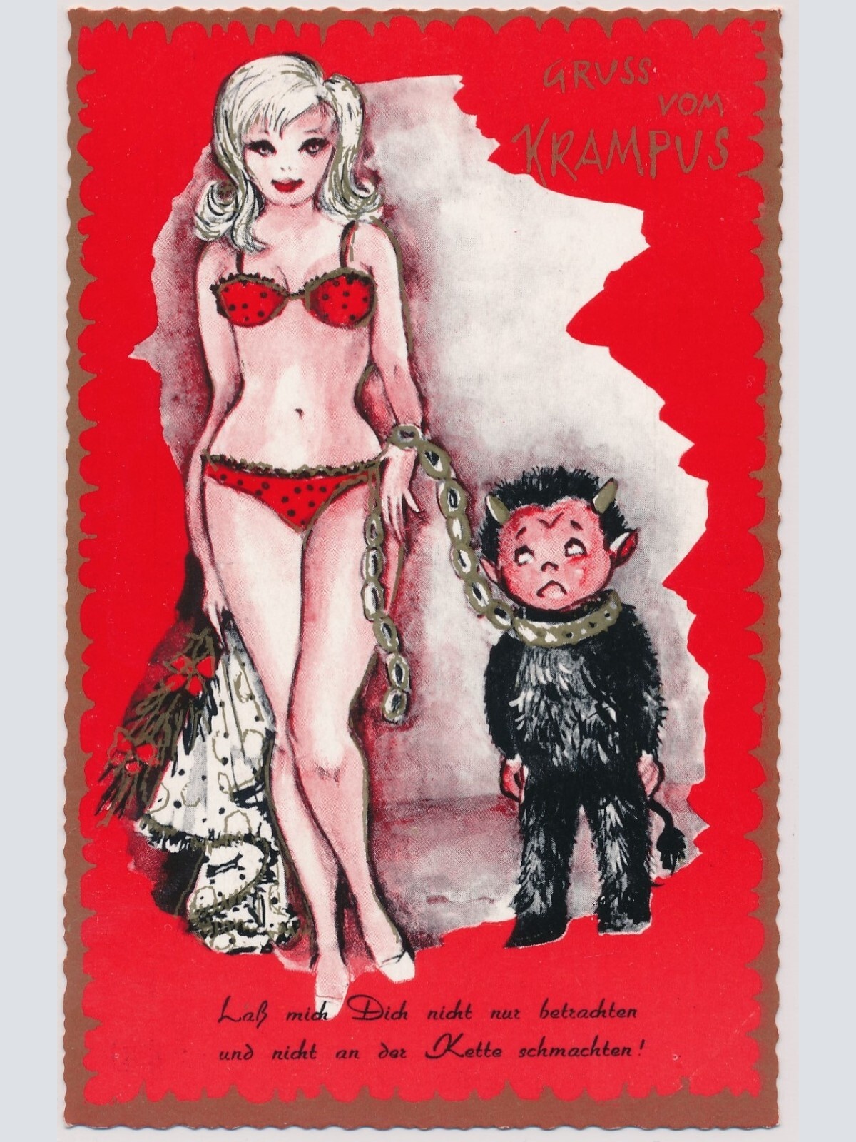 AK, Krampus, Lass mich dich nicht nur betrachten und nicht an der Kette (S1501)