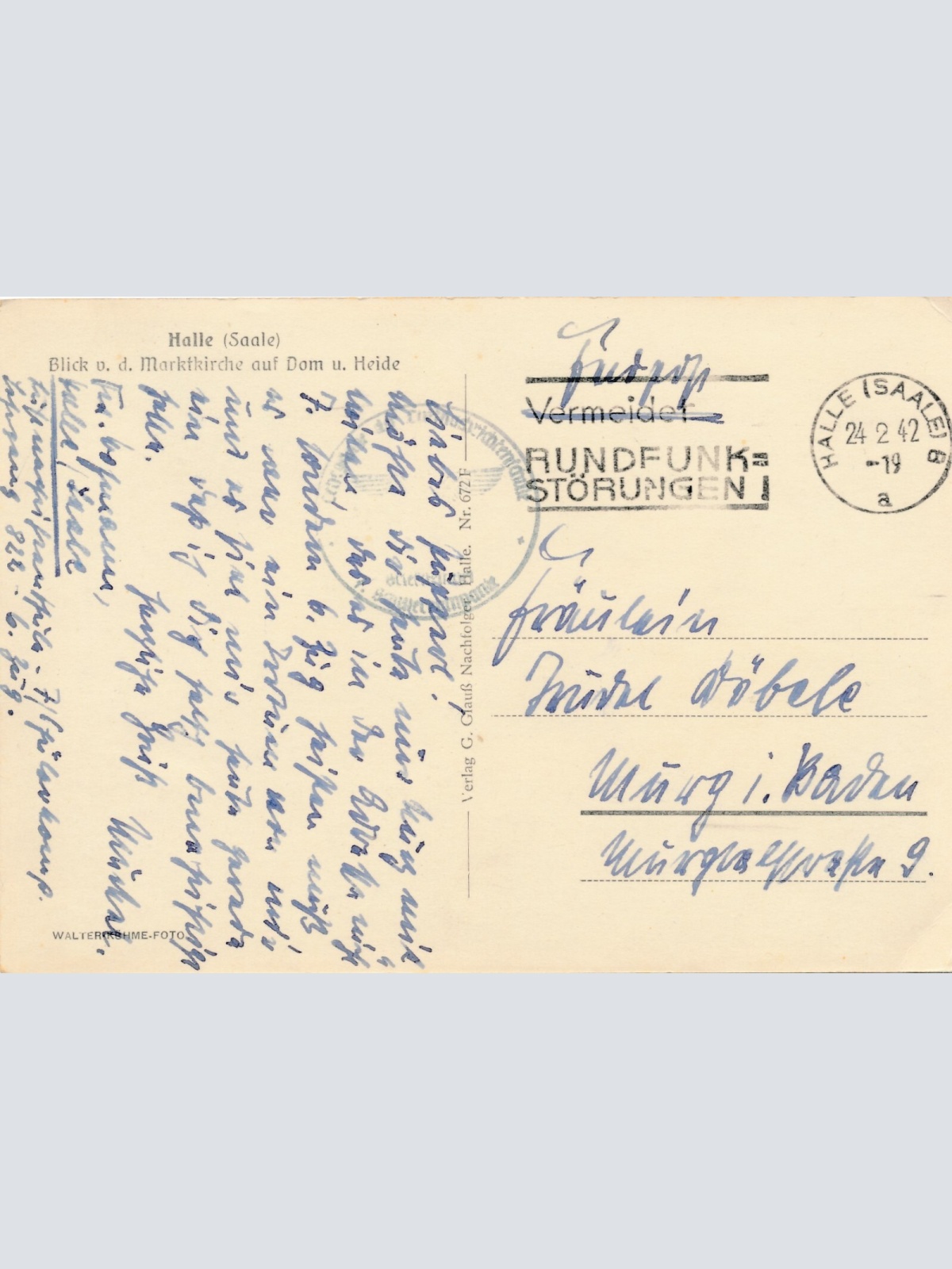 AK, Halle (Saale), Blick v. d. Marktkirche auf Dom u. Heide  (S1258)