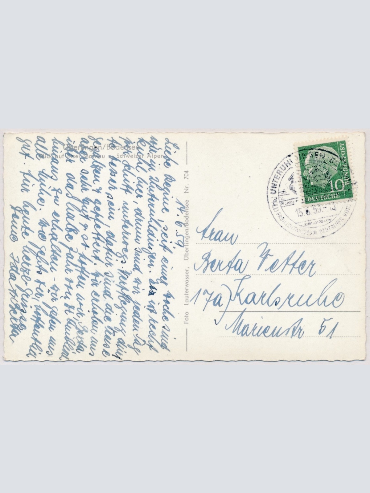 AK, Überlingen, Bodensee, Blick auf Insel Mainau, Baden-Württemberg (S1284)