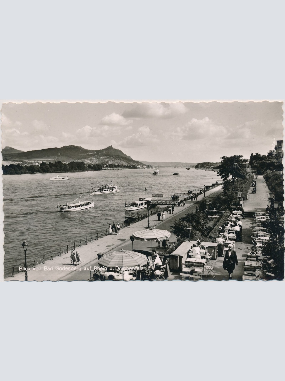 AK, Blick von Bad Godesberg auf Rhein u. Drachenfels (S1274)