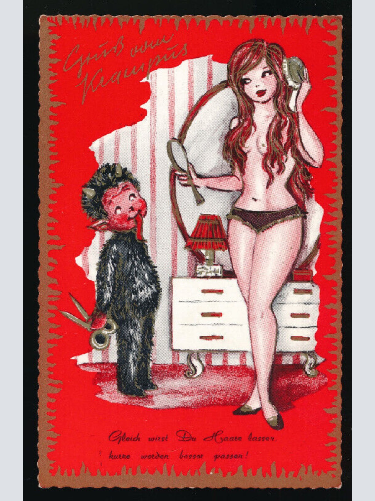 AK gruss vom Krampus gleich wirst du haare lassen (5570)