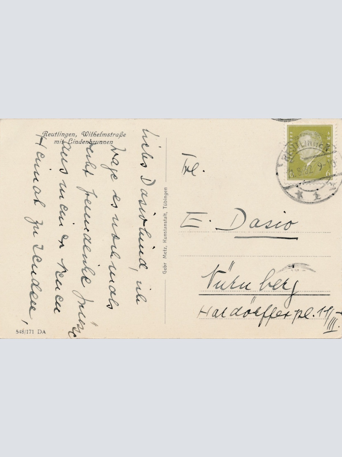 AK, Reutlingen, Wilhelmstraße mit Lindenbrunnen, Baden-Württemberg (S1603)