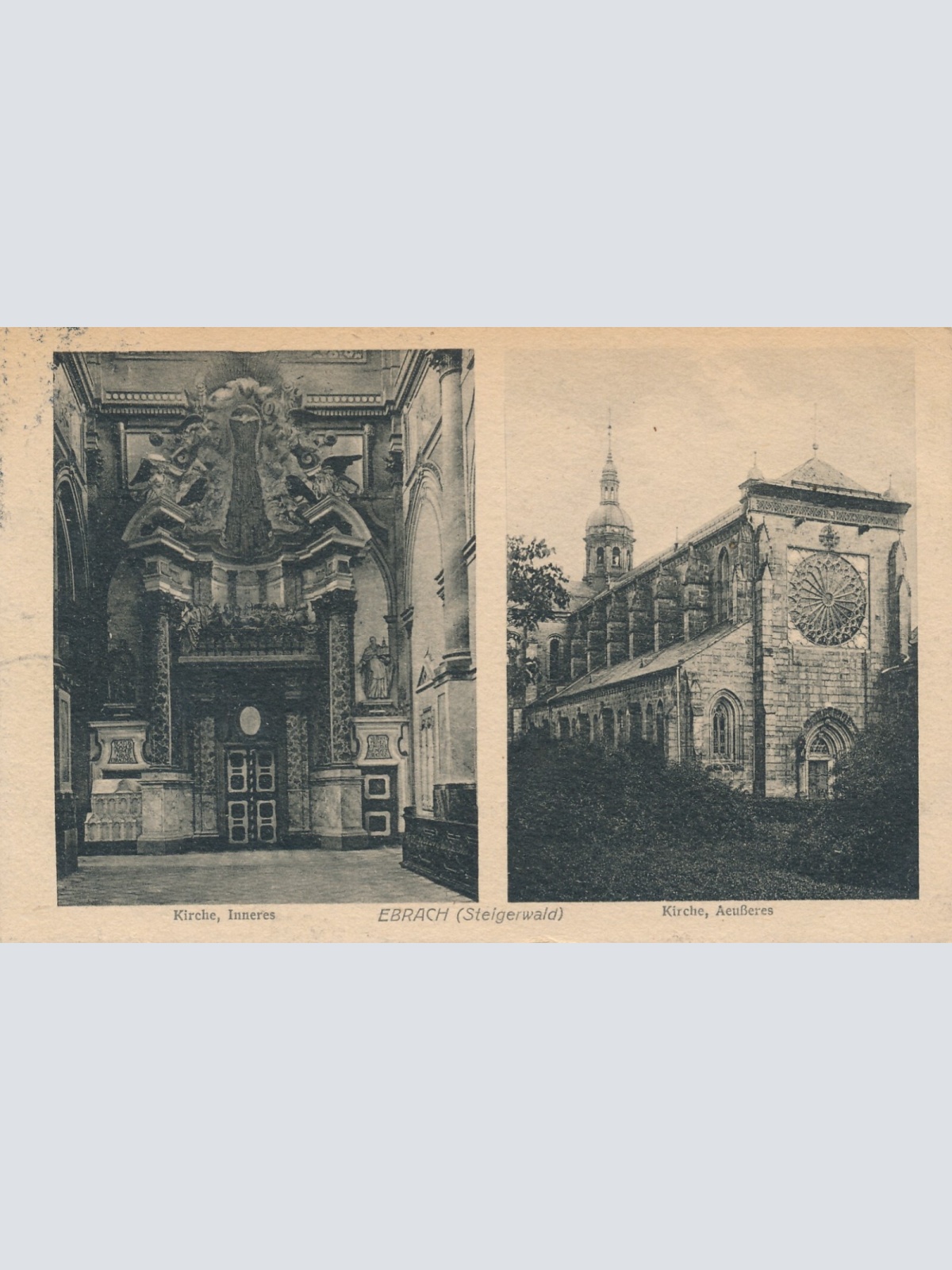 AK, Ebrach, Steigerwald, Kirche Äußeres und Inneres, Bayern (S1614)