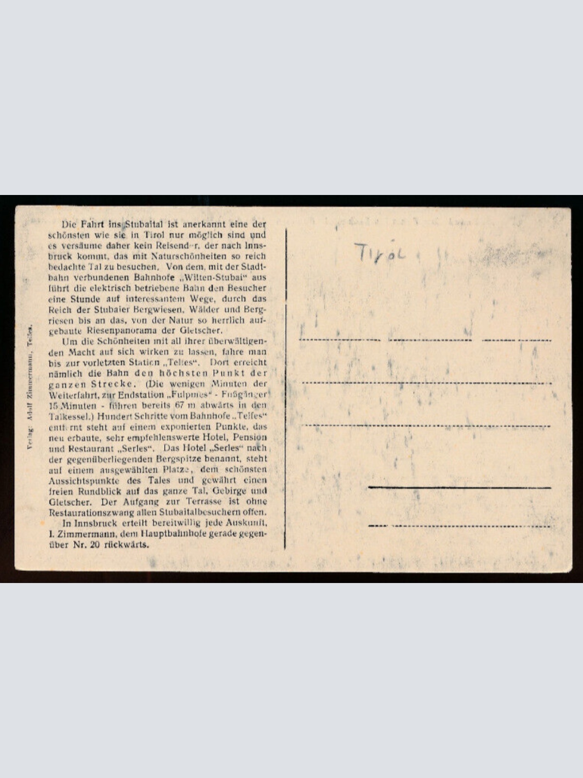 AK aus Fulpmes mit Hotel das Hotel Stubaital Tirol (5886)