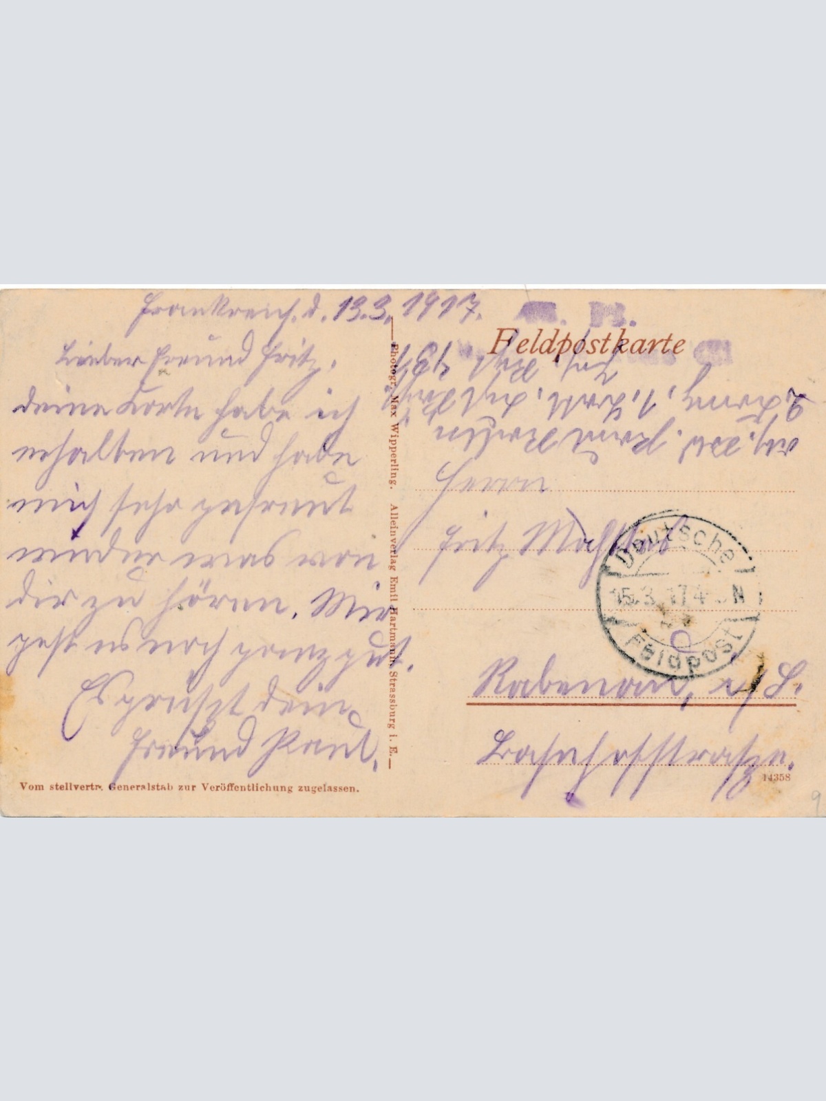 AK, Westlicher Kriegsschauplatz, Blamont, Frankreich (S1918)