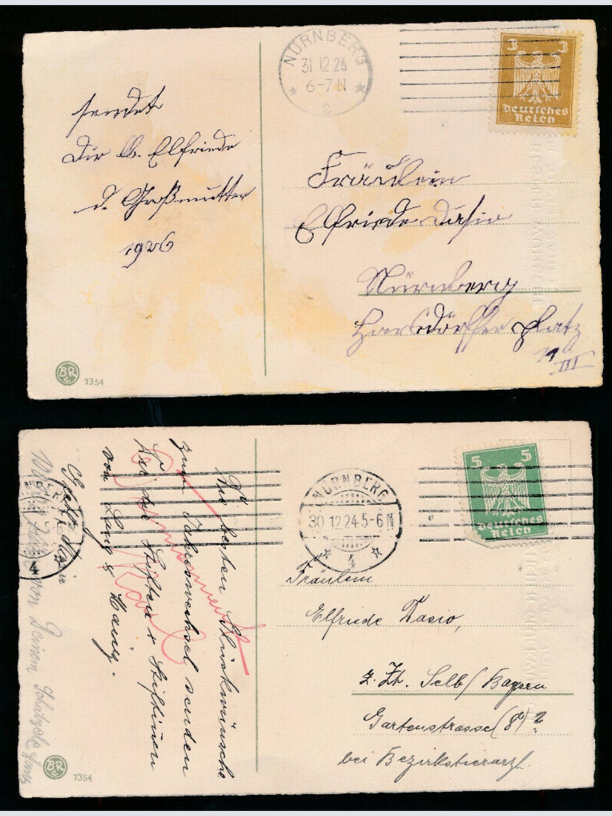 Zwei Glückwunsch - Karten Neujahr Kind mit Regenschirm (5637)