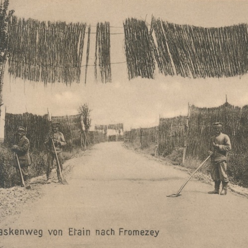 AK, Maskenweg von Etain nach Fromezey, Frankreich (S1917)