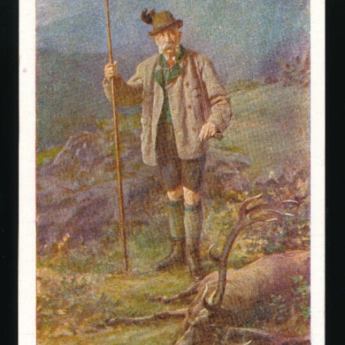 AK vom Kaiser Franz Josef bei der Jagt mit erlegtem Hirsch (5592)