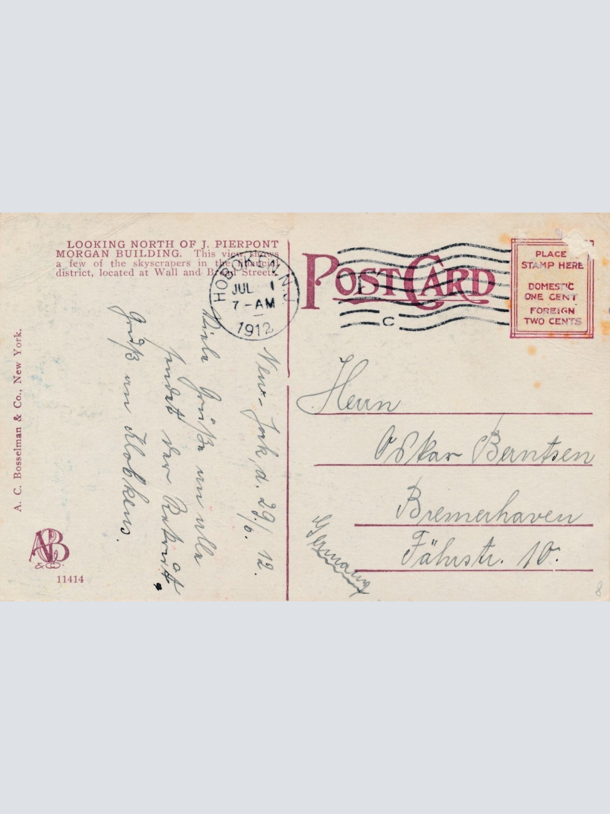 AK, Looking North of J. Pierpont Morgan Building, New York (S1986)