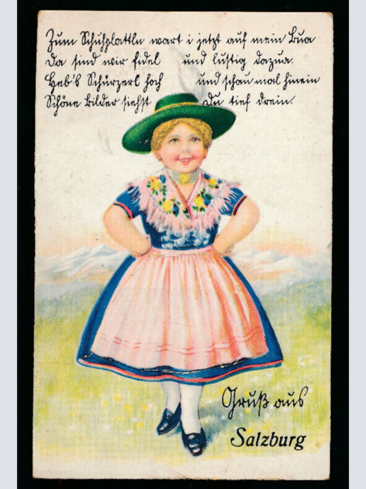 Leporello - Karte gruß aus Salzburg Mädchen in Tracht (5958)