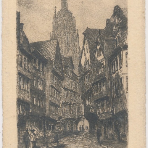 AK, Kannengiesser-Gasse mit Dom, Frankfurt am Main, Hessen (S1940)
