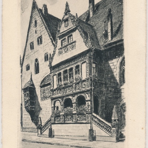 AK, Halberstadt, Rathaustreppe, Sachsen-Anhalt (S1954)