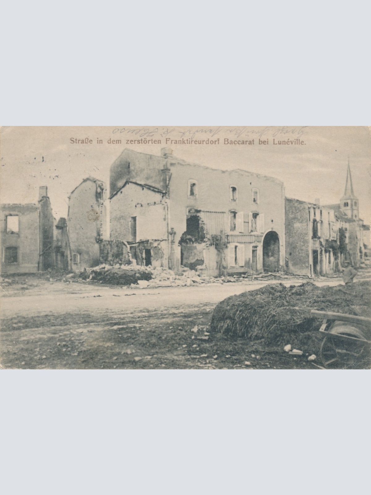 AK, Straße in dem zerstörten Franktireurdorf Baccarat bei Luneville (S1962)