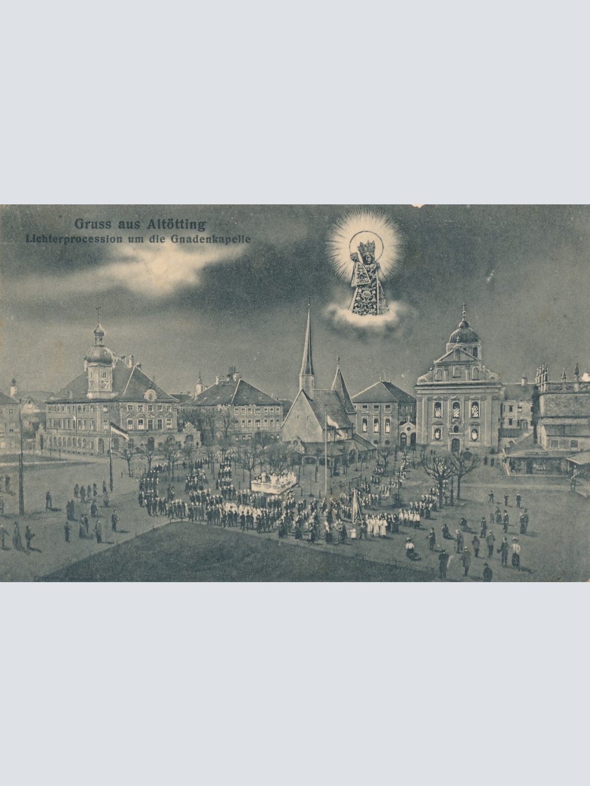 AK, Gruß aus Altötting, Lichterprocession um die Gnadenkapelle, Bayern (S1724)