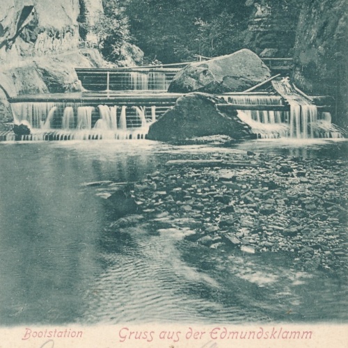 AK, Bootstation, Gruß aus der Edmundsklamm, Tschechien (S1762)