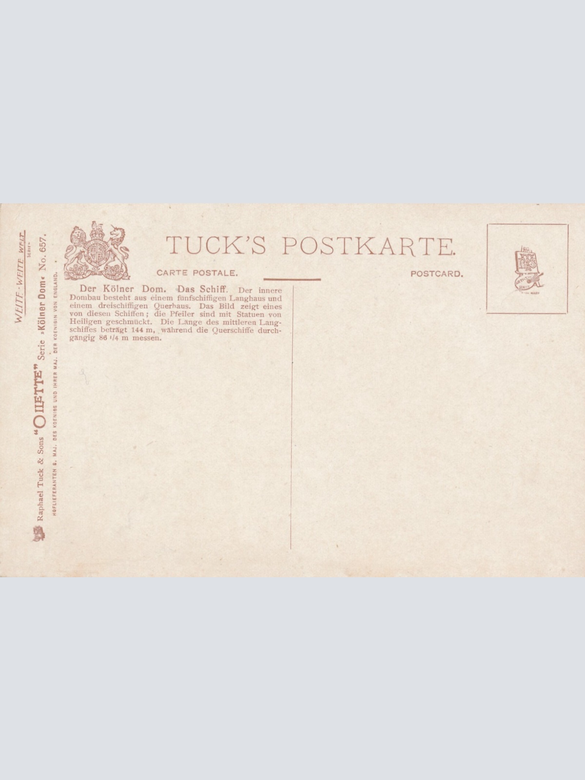 AK, der Kölner Dom, Das Schiff, Nordrhein-Westfalen (S1764)