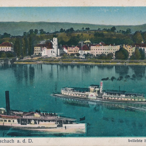 AK aus Markt Aschach mit Dampfer Oberösterreich (6233)