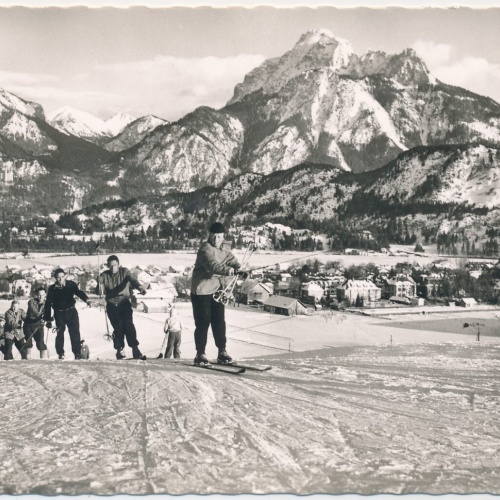 AK, Wintersportplatz Füssen, Allgäu, Schlepplift am Galgenbichl, Bayern (S1782)