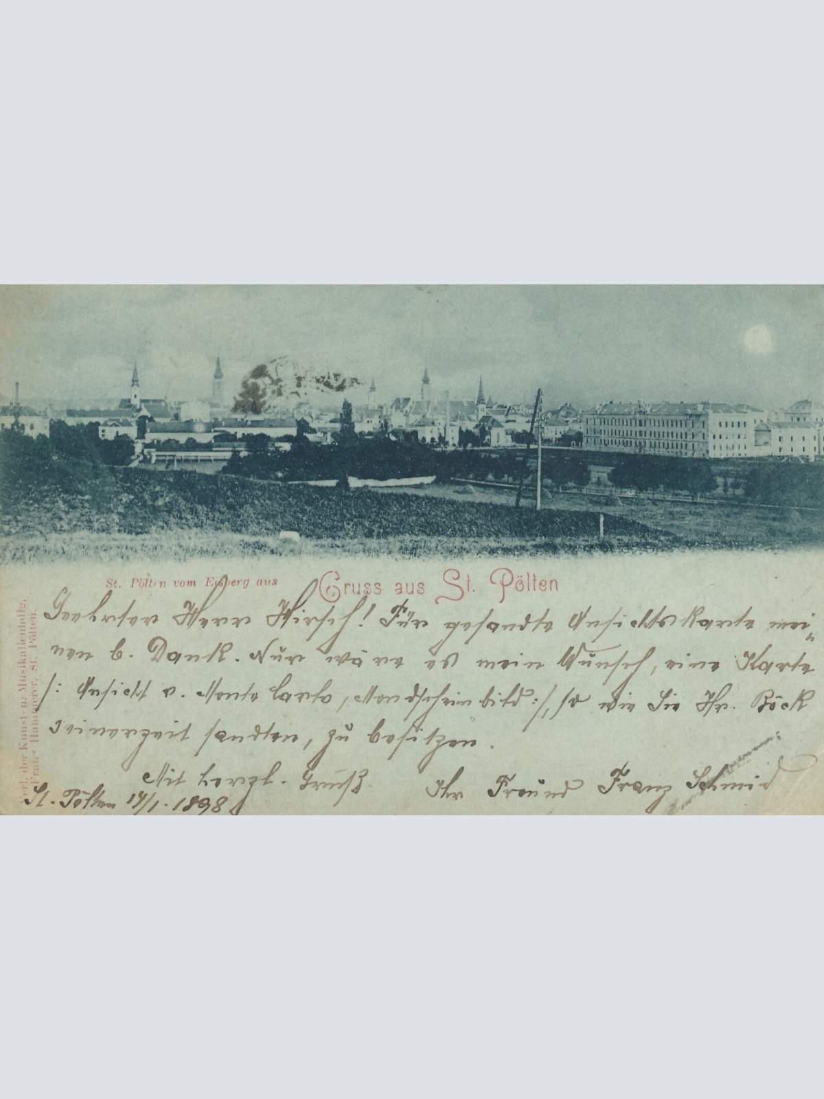 Mondschein - Karte gruss aus St.Pölten (6863)