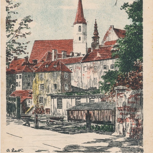 AK aus Eger mit Franziskanerkirche Italien (6210)