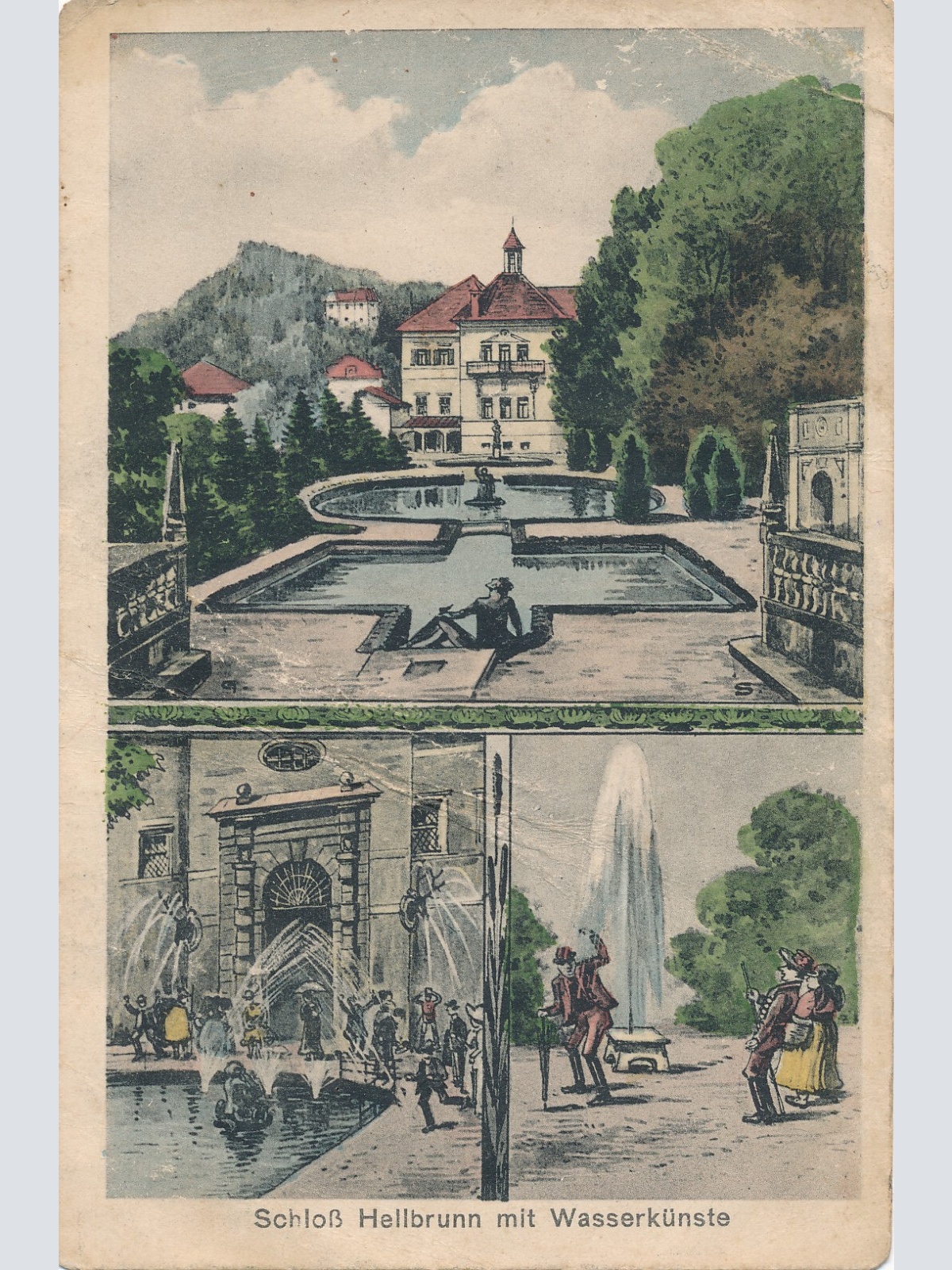 AK vom Schloß Hellbrunn mit Wasserkünste Salzburg (6202)