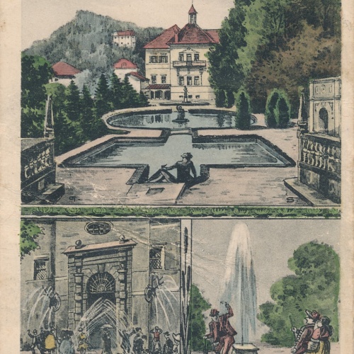 AK vom Schloß Hellbrunn mit Wasserkünste Salzburg (6202)