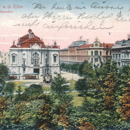 AK aus Aussig an der Elbe mit Stadttheater Tschechoslowakei (6216)
