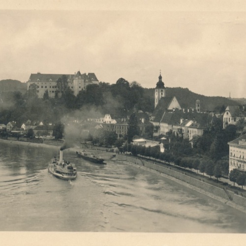 AK aus Grein an der Donau mit Dampfer Oberösterreich (6804)