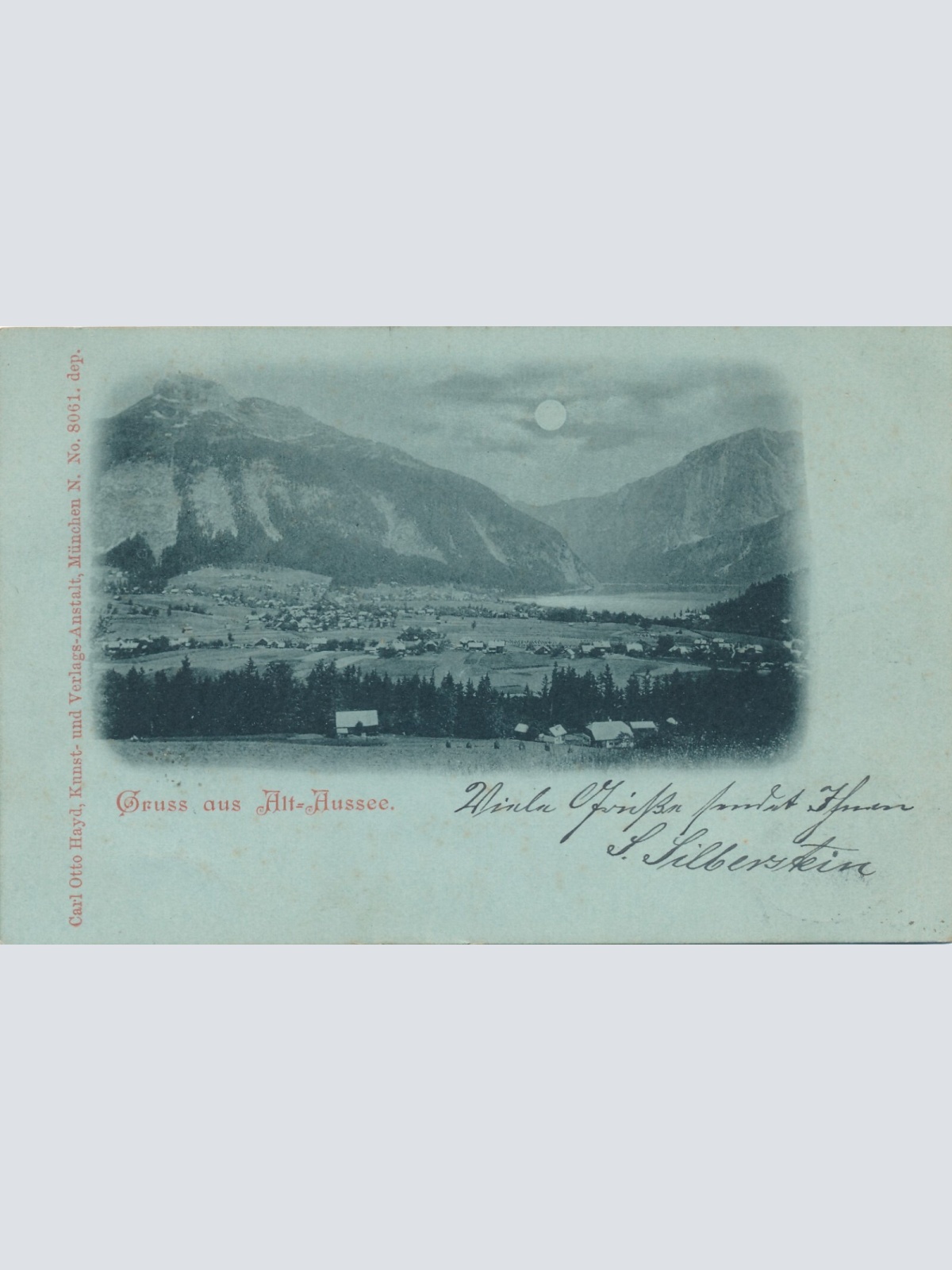 Mondschein - Karte gruss uas Altaussee Steiermark (7028)