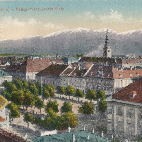 AK aus Klagenfurt mit Kaiser Franz Josef Platz Kärnten (7492)