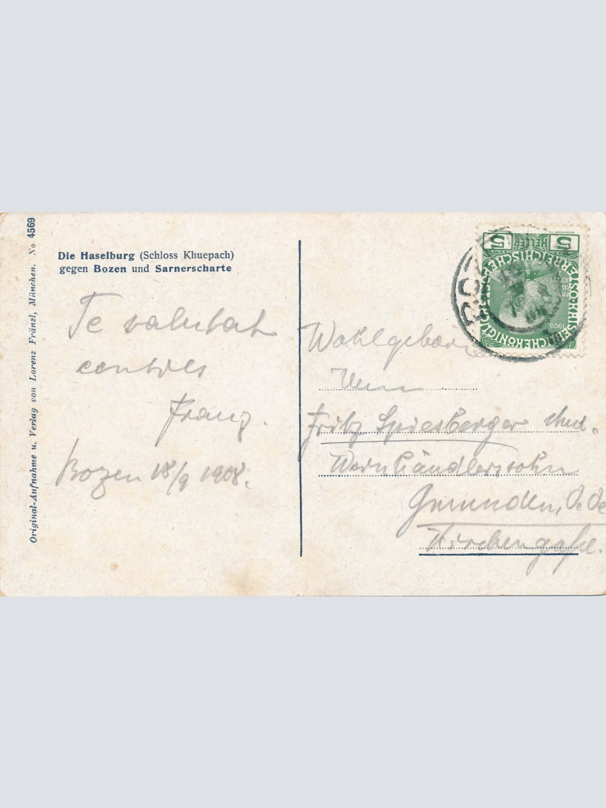 AK aus Bozen mit Haselburg Italien (7722)