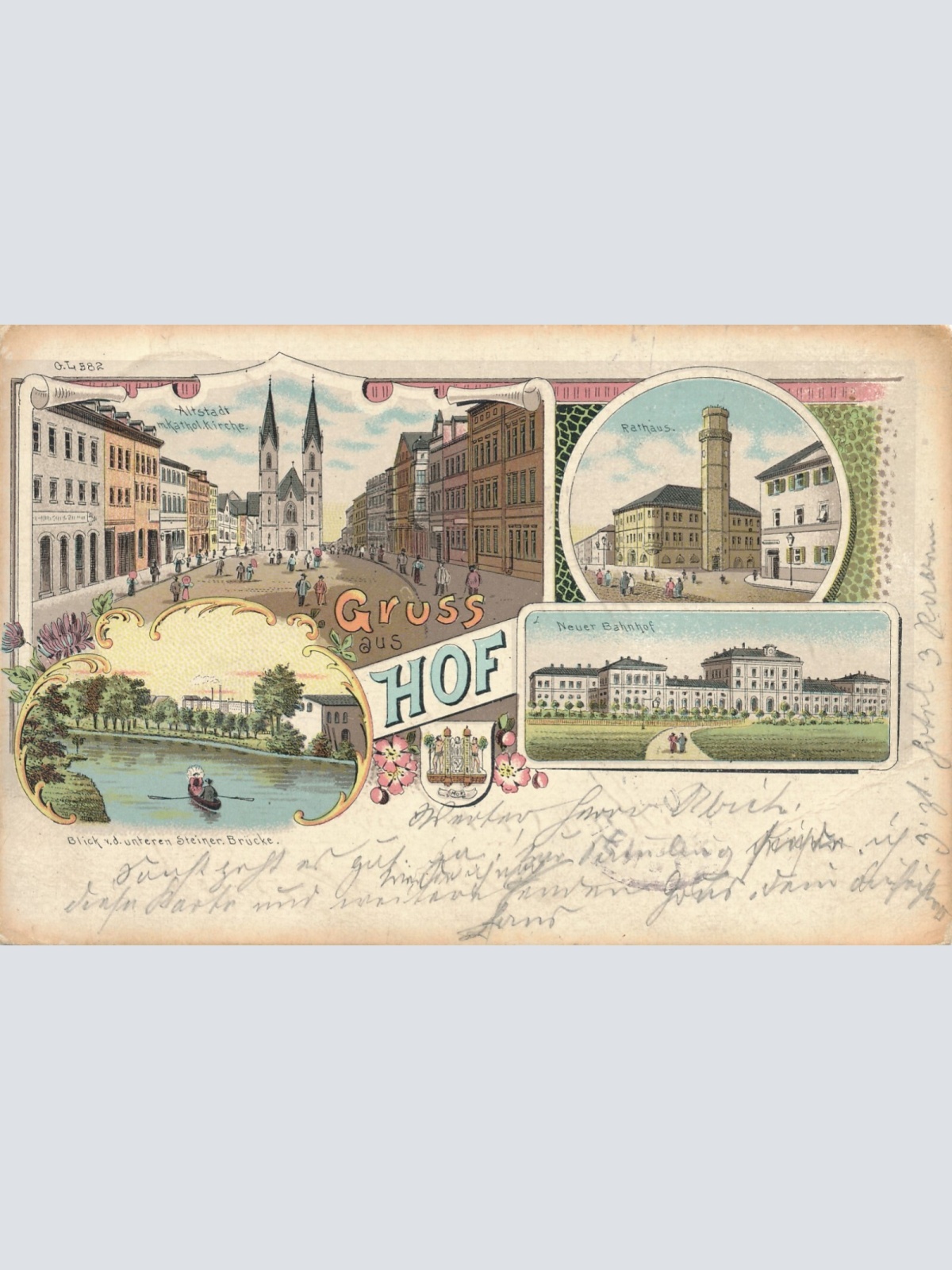 Litho - Karte gruss aus Hof Bayern (7586)